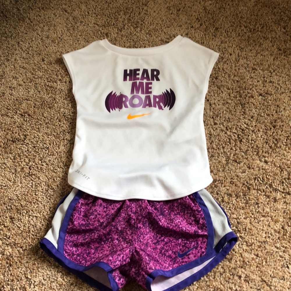 Dri-Fit Nike top and matching shorts.